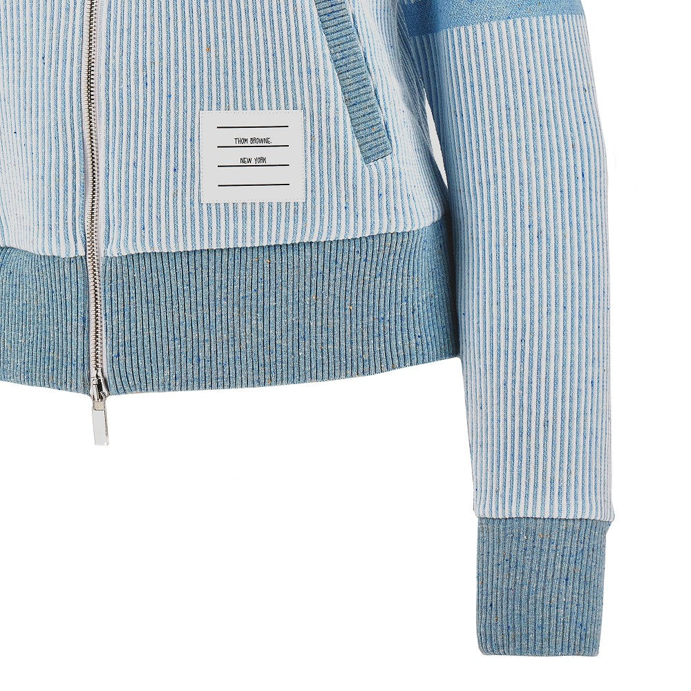 Cardigan full-zip in misto seta a costine