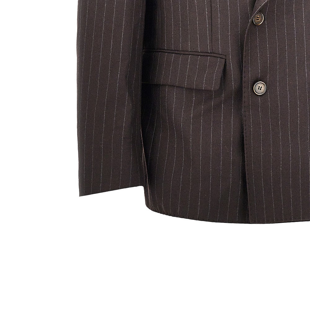 Pinstriped wool-blend double-breasted jacket