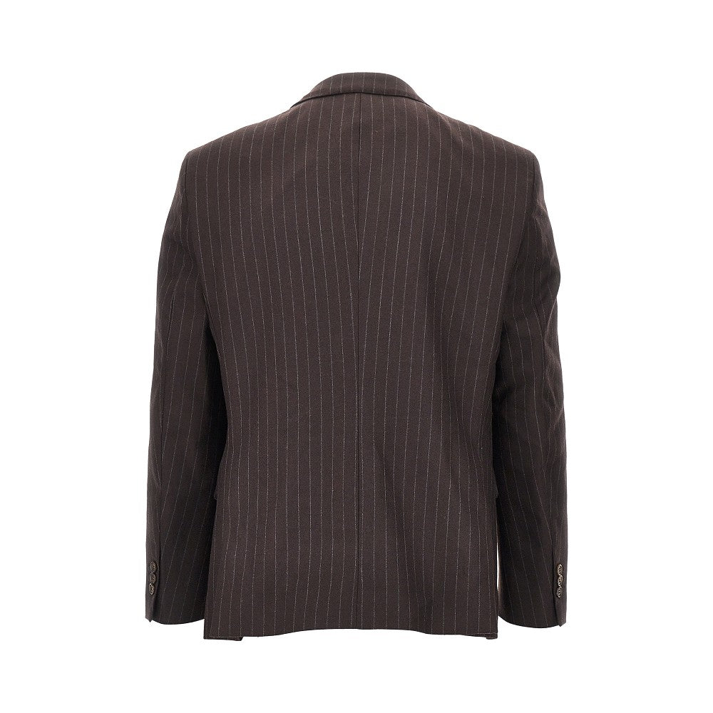 Pinstriped wool-blend double-breasted jacket