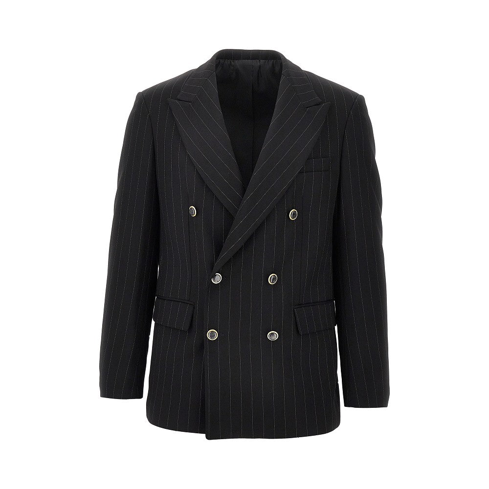 Pinstriped twill double-breasted jacket