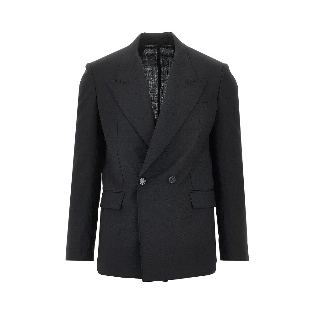 Giacca doppiopetto in misto lana stretch