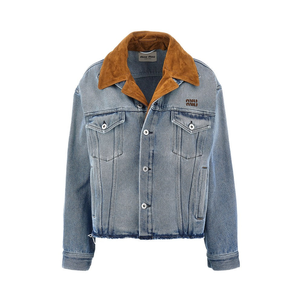 Giacca in denim con colletto in suede
