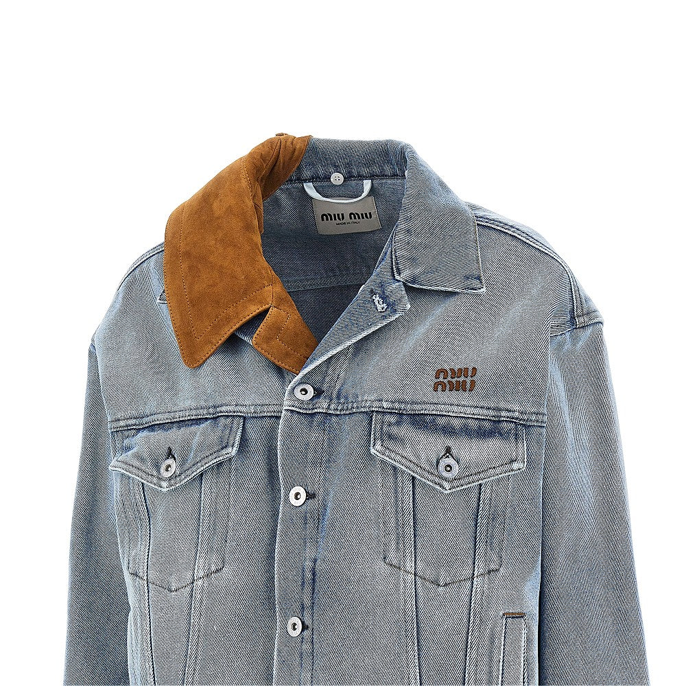 Giacca in denim con colletto in suede