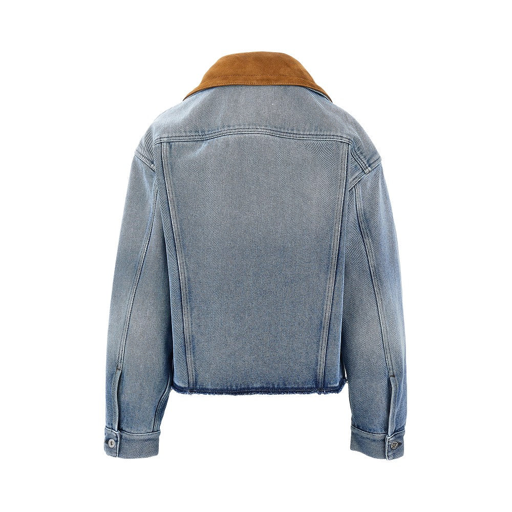 Giacca in denim con colletto in suede