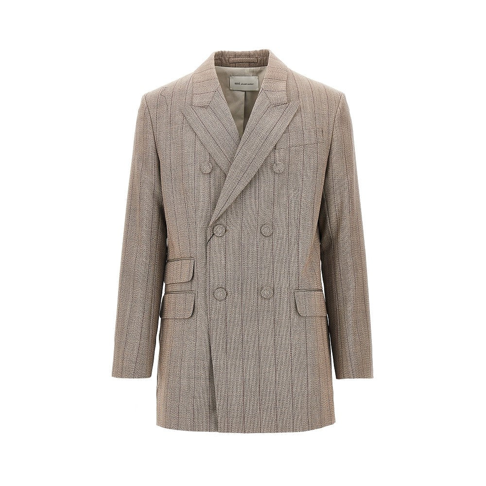 Double-breasted wool jacket with martingale