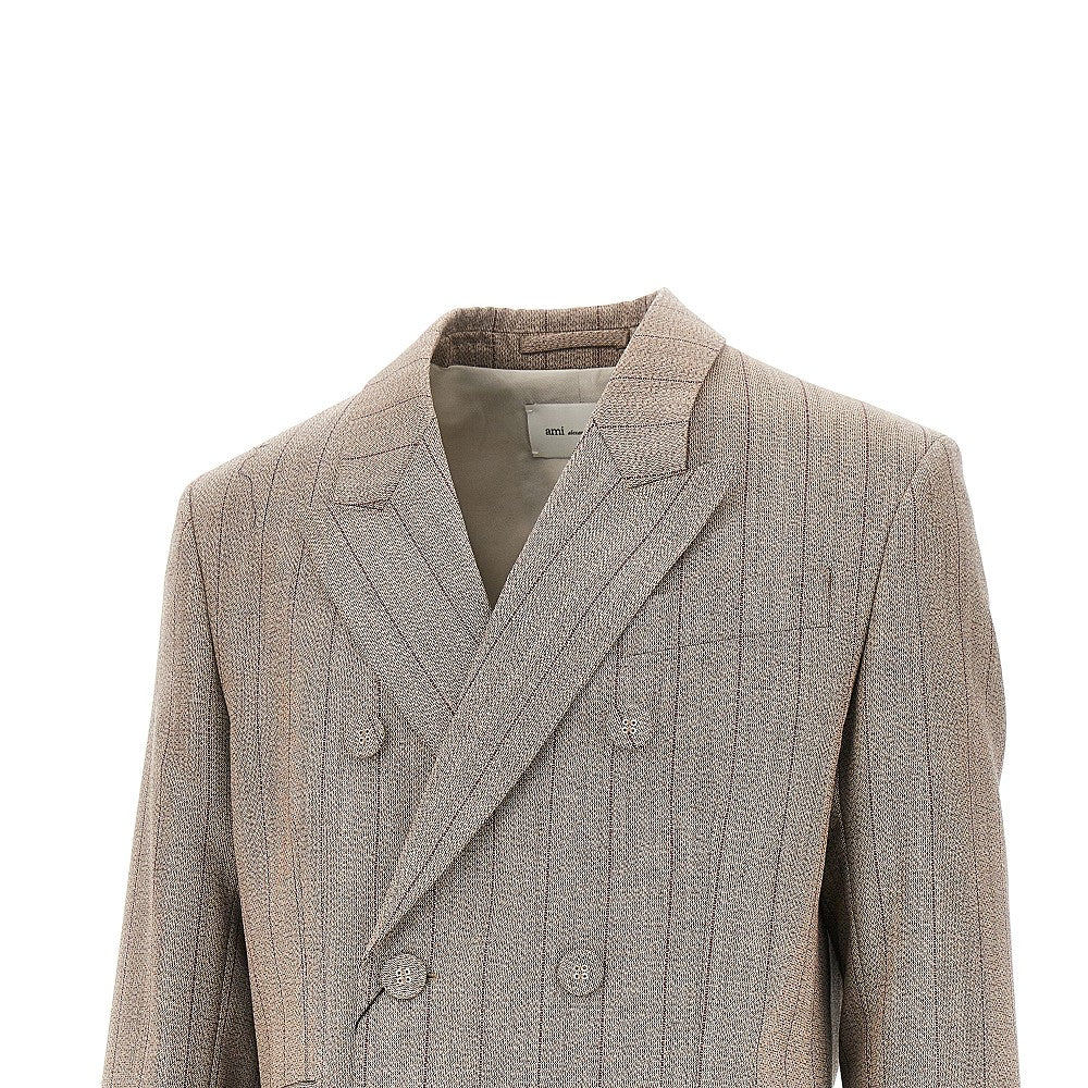 Double-breasted wool jacket with martingale