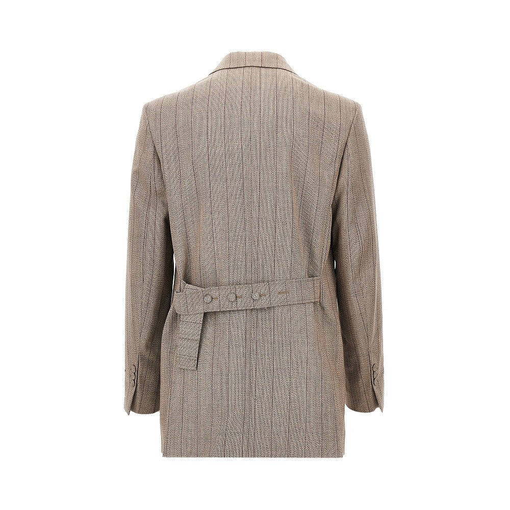 Double-breasted wool jacket with martingale
