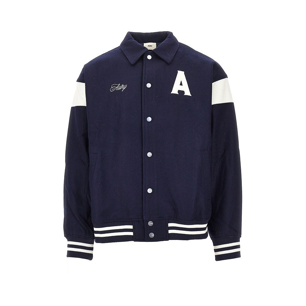Wool-blend cloth bomber jacket