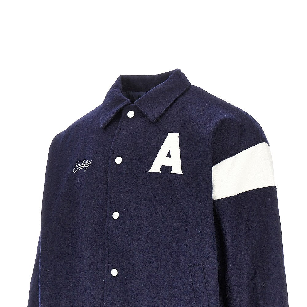 Wool-blend cloth bomber jacket