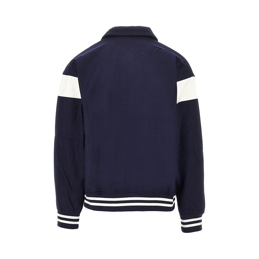 Wool-blend cloth bomber jacket