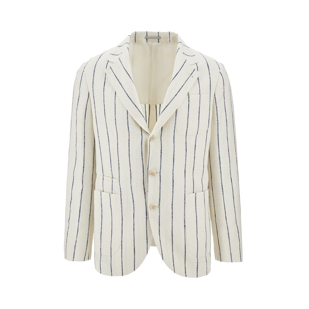 Pinstriped linen-blend jacket