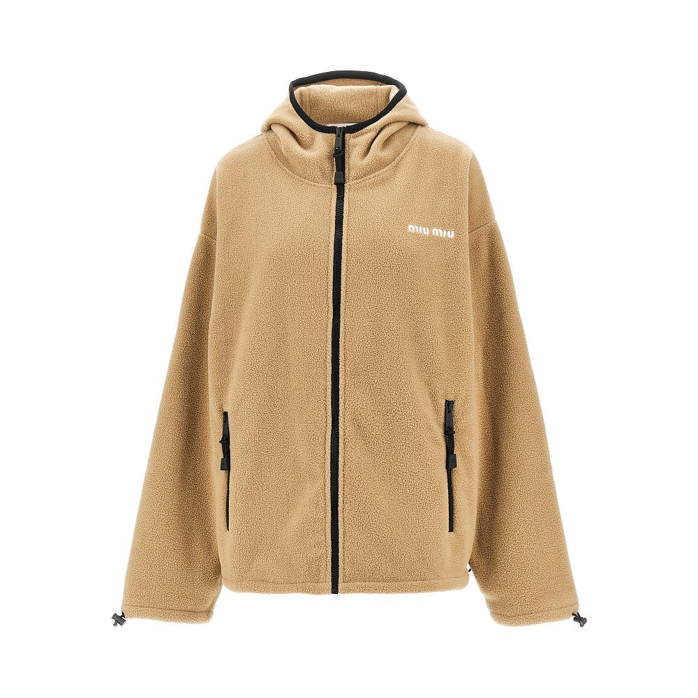 Felpa full-zip in pile con cappuccio