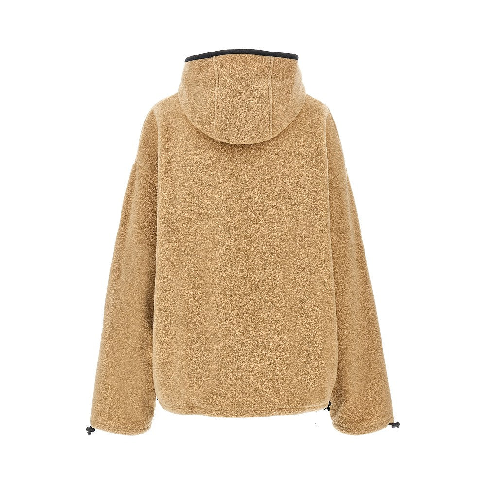 Felpa full-zip in pile con cappuccio