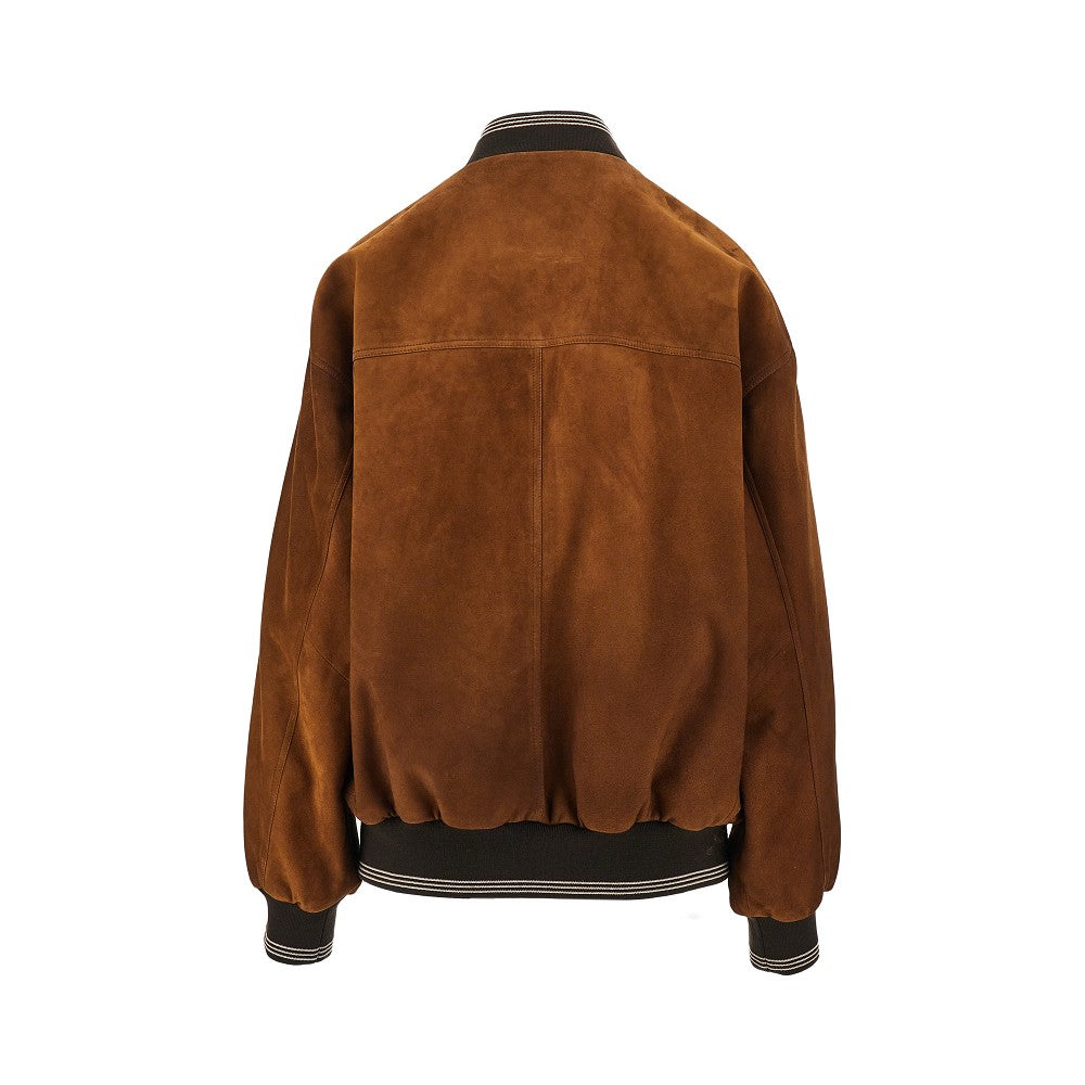Suede leather bomber jacket