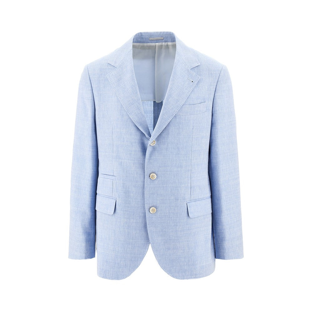 Mélange chevron twill single-breasted jacket
