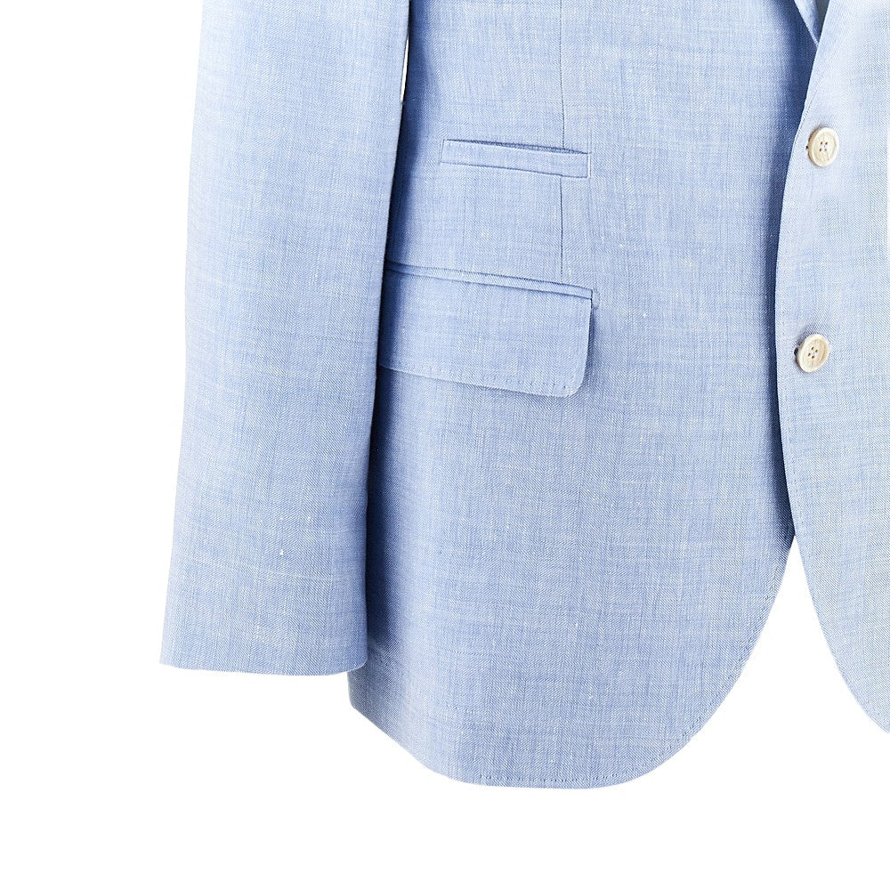 Mélange chevron twill single-breasted jacket