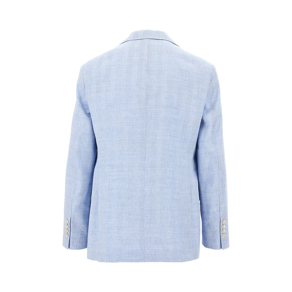 Mélange chevron twill single-breasted jacket