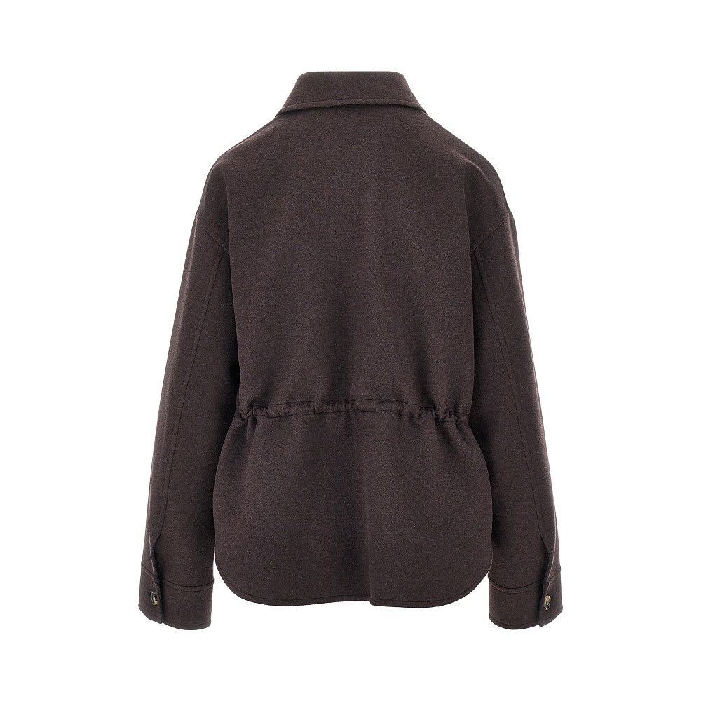 Giacca in lana e cachemire con tasca in pelle