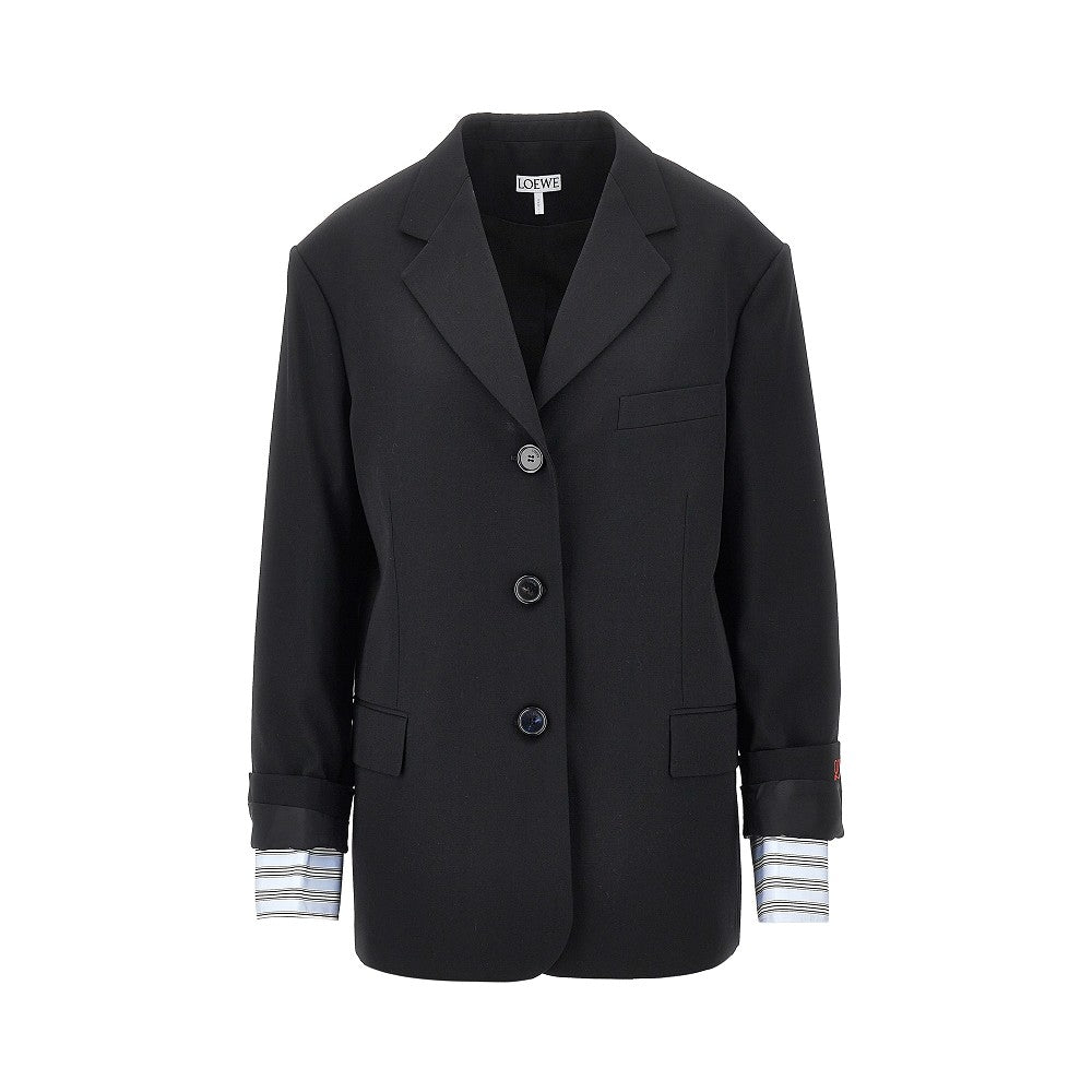 Single-breasted wool jacket with double cuffs
