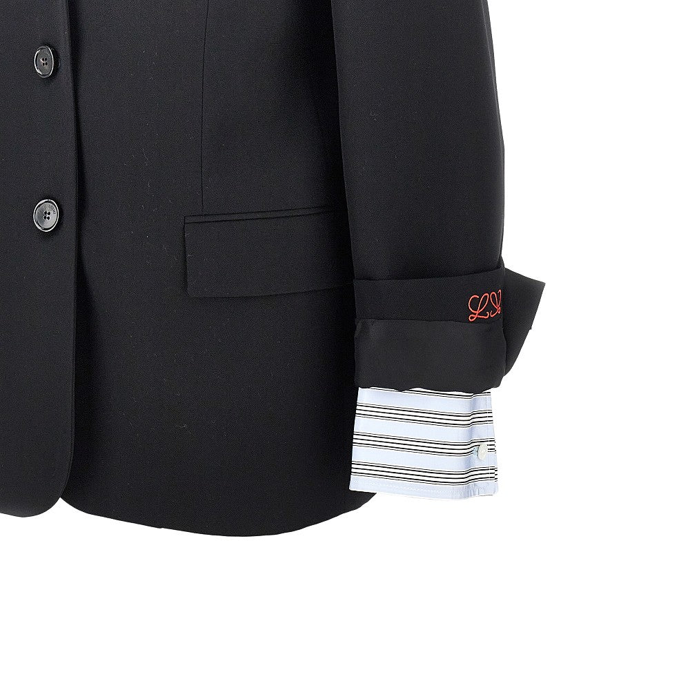 Single-breasted wool jacket with double cuffs