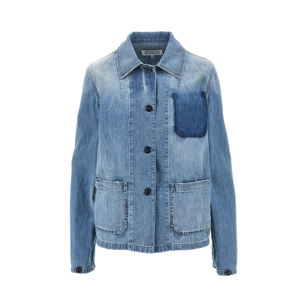 Overshirt in denim distressed