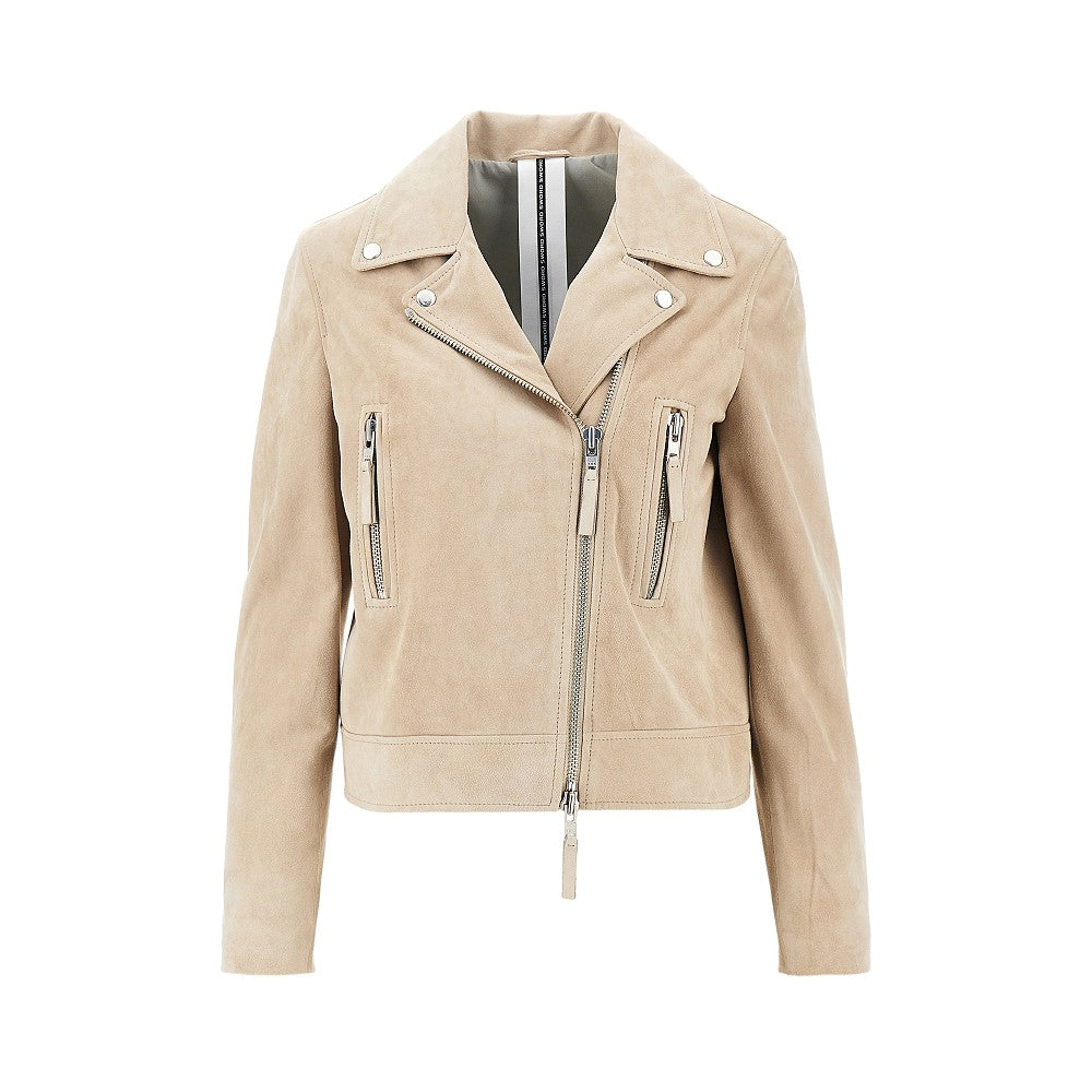 Suede leather biker jacket