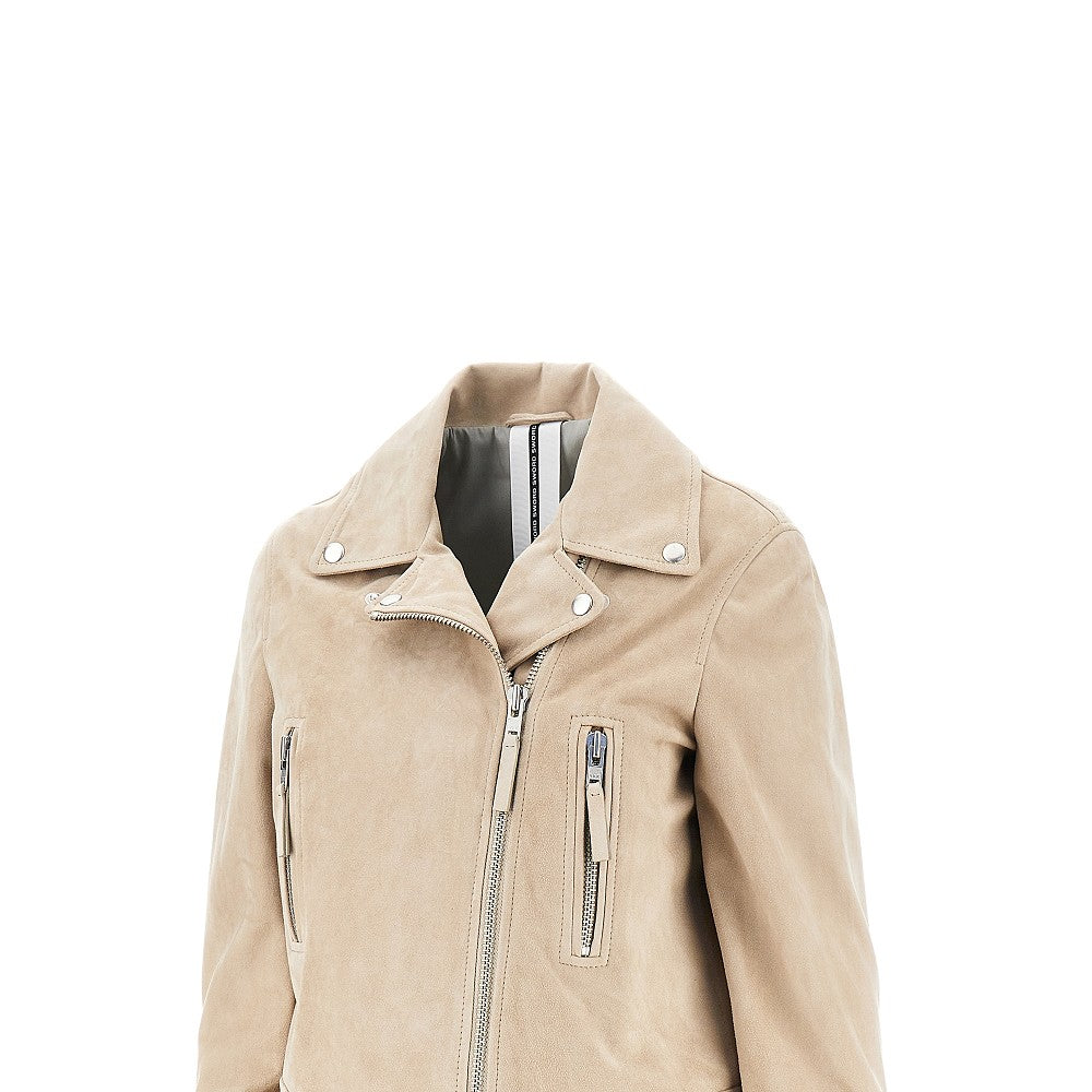 Suede leather biker jacket