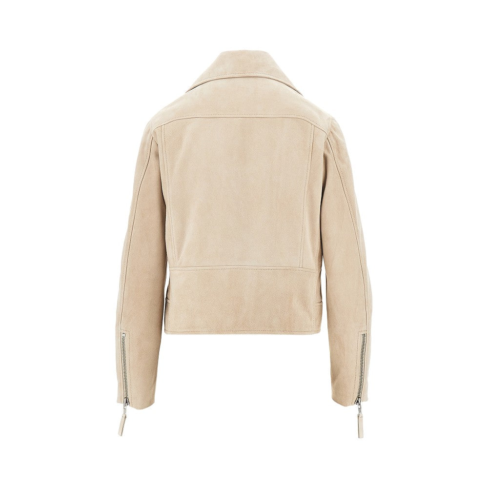Suede leather biker jacket