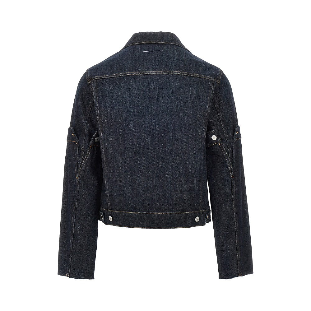 Upside-down sleeves denim jacket