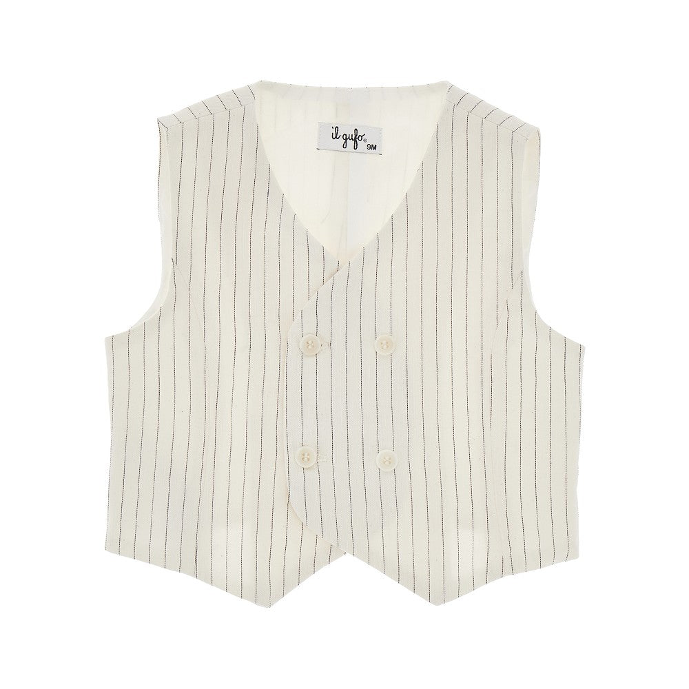 Gilet gessato in cotone e canapa