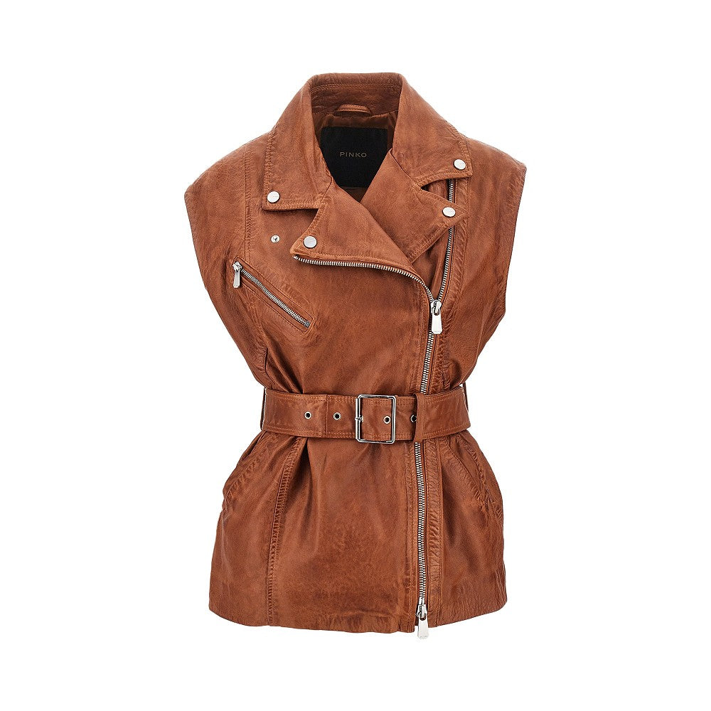Leather biker vest