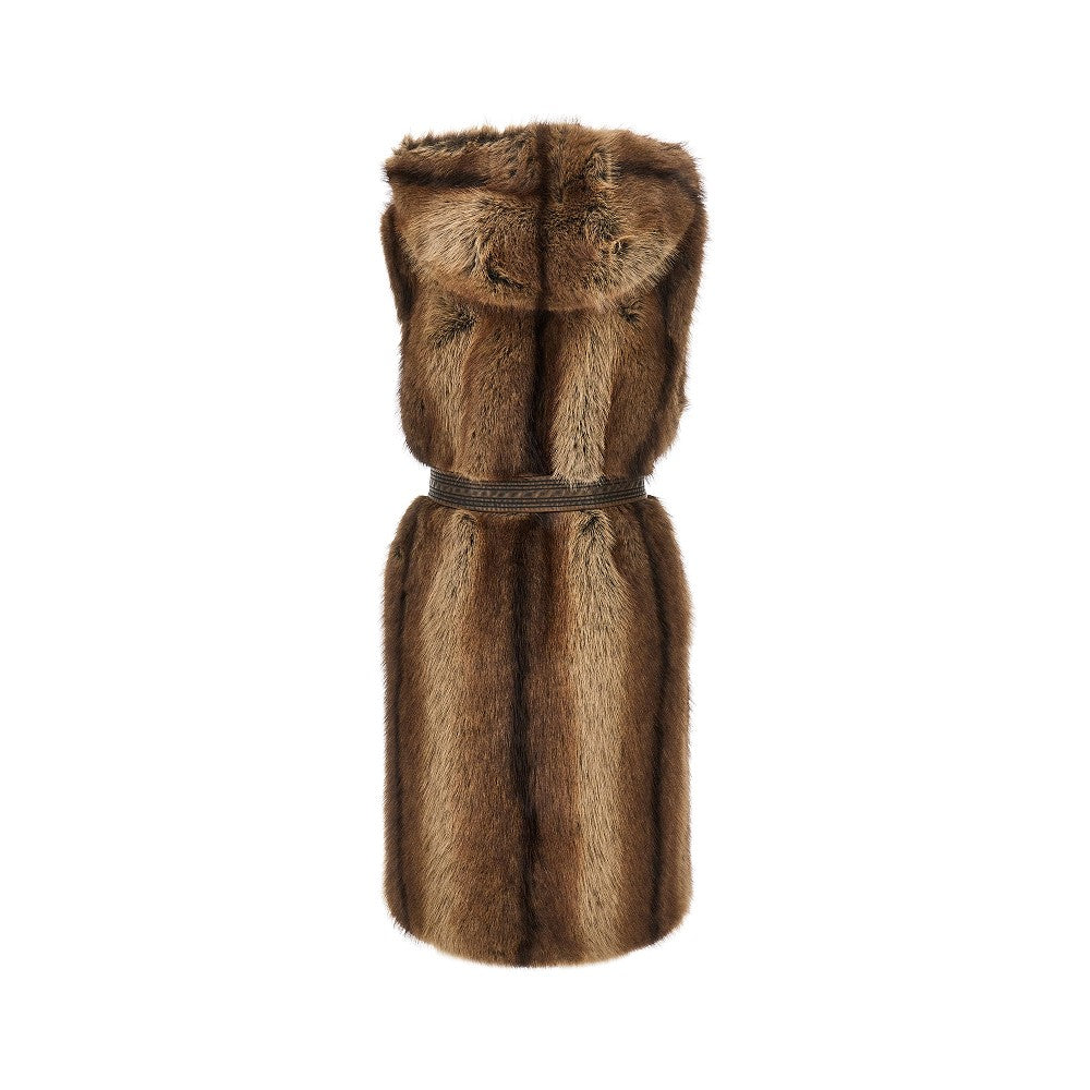 Gilet in pelliccia sintetica con cintura