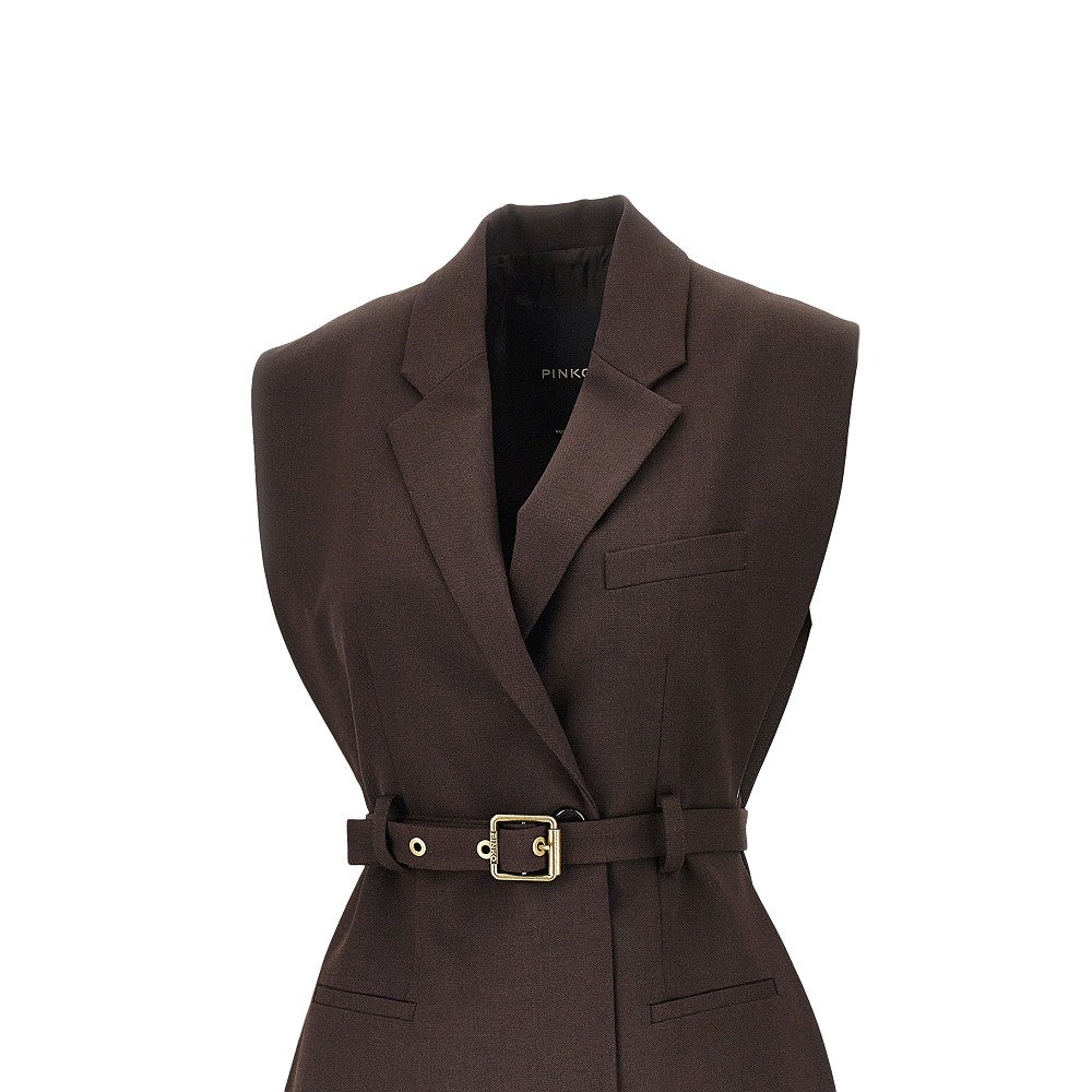 Gilet in gabardine con cintura