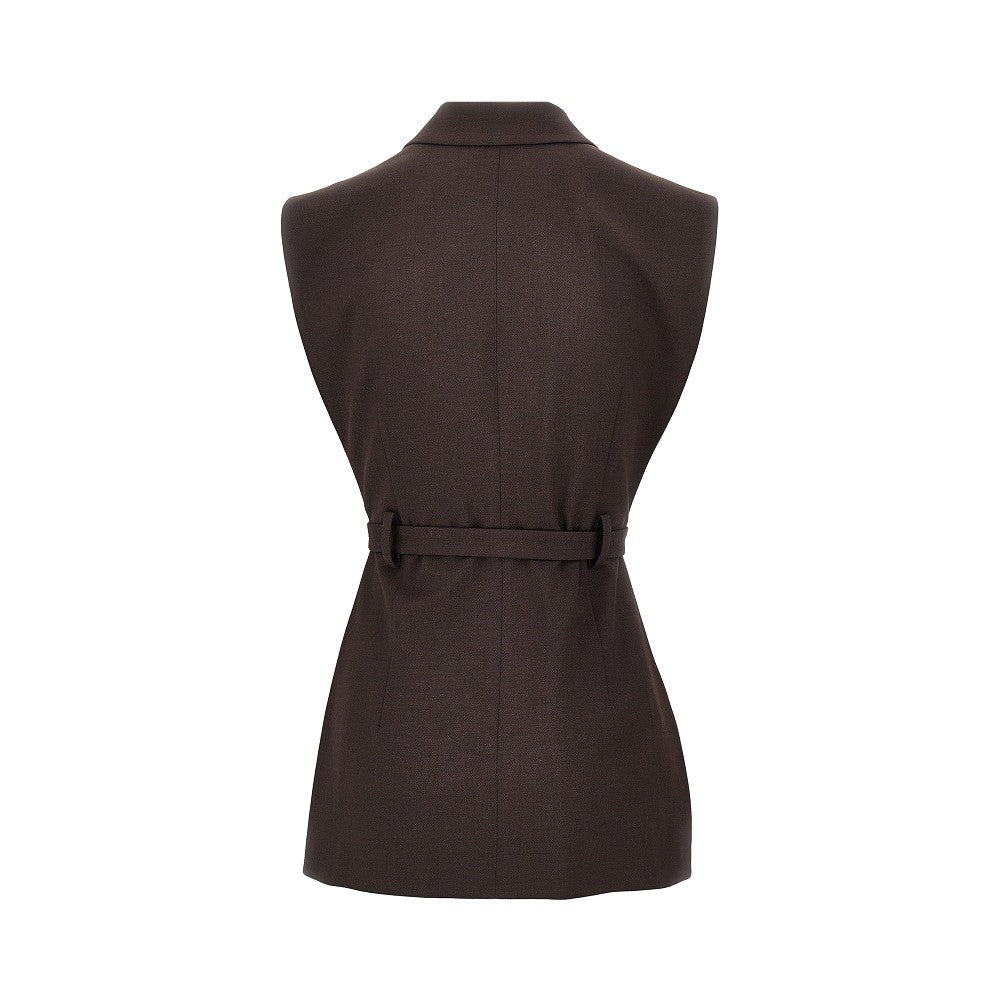 Gilet in gabardine con cintura