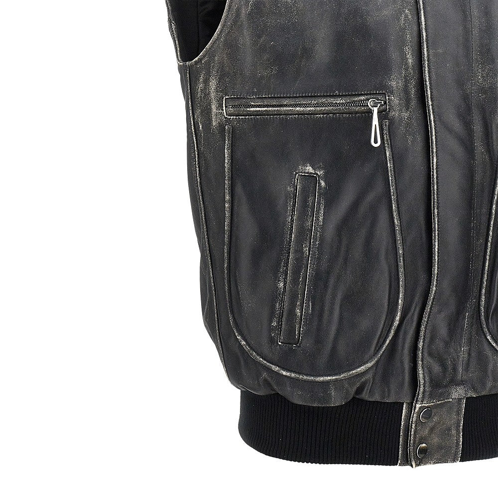 Old effect leather vest