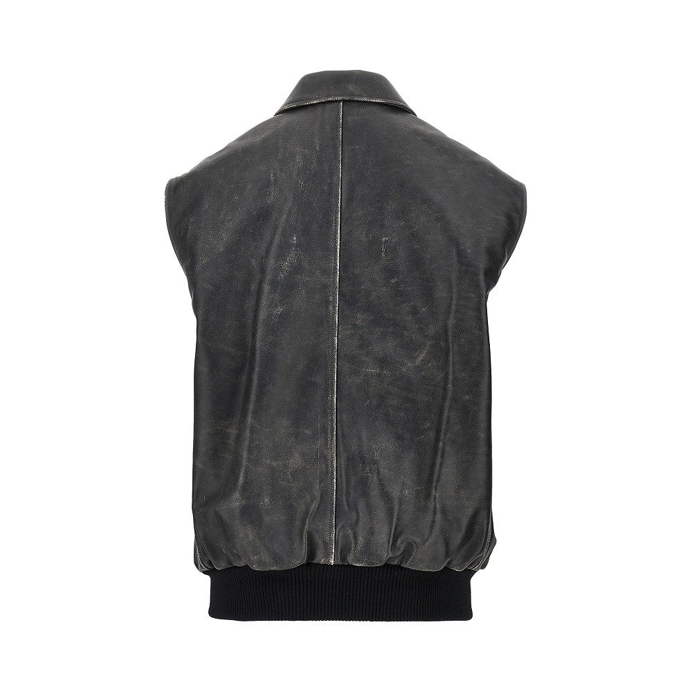 Old effect leather vest