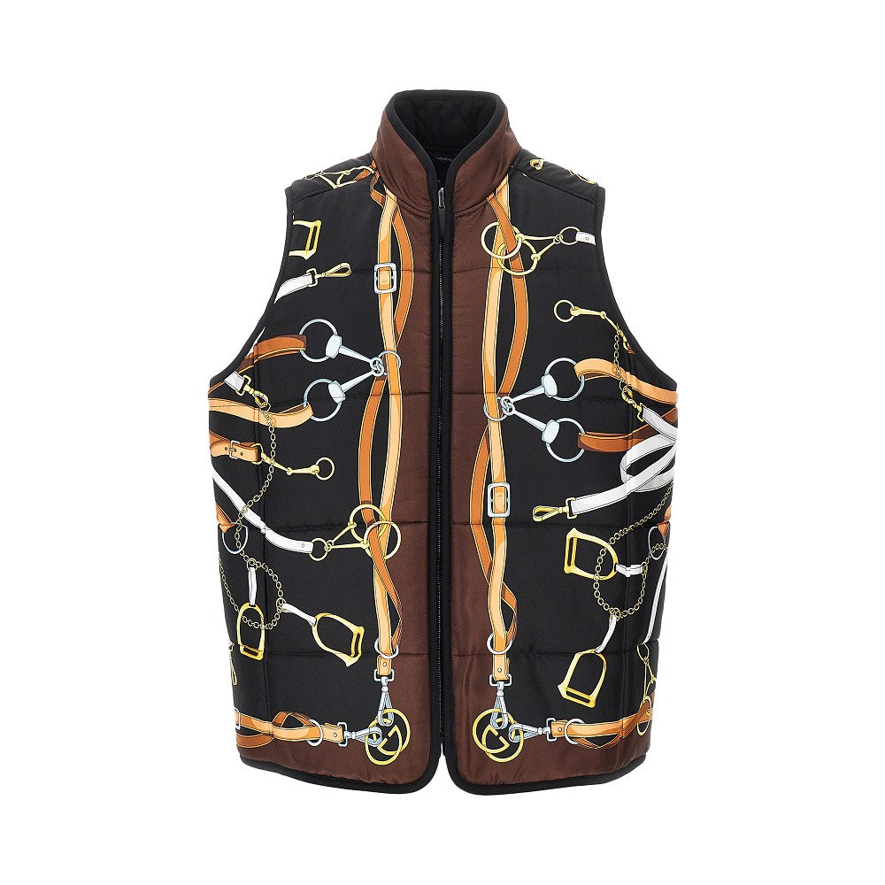 Gilet reversibile in twill di seta e cotone
