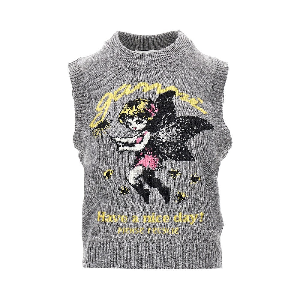 Wool-blend knitted top