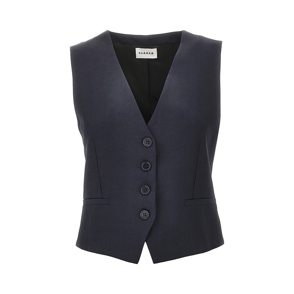 Linen-blend vest