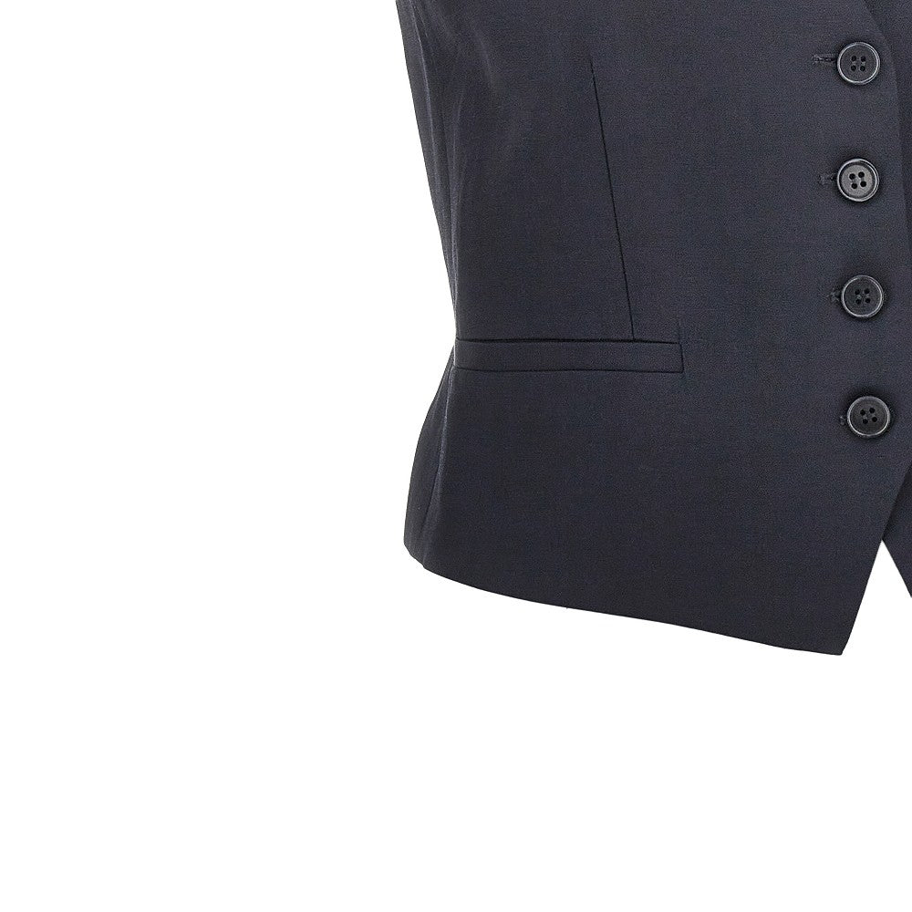 Linen-blend vest