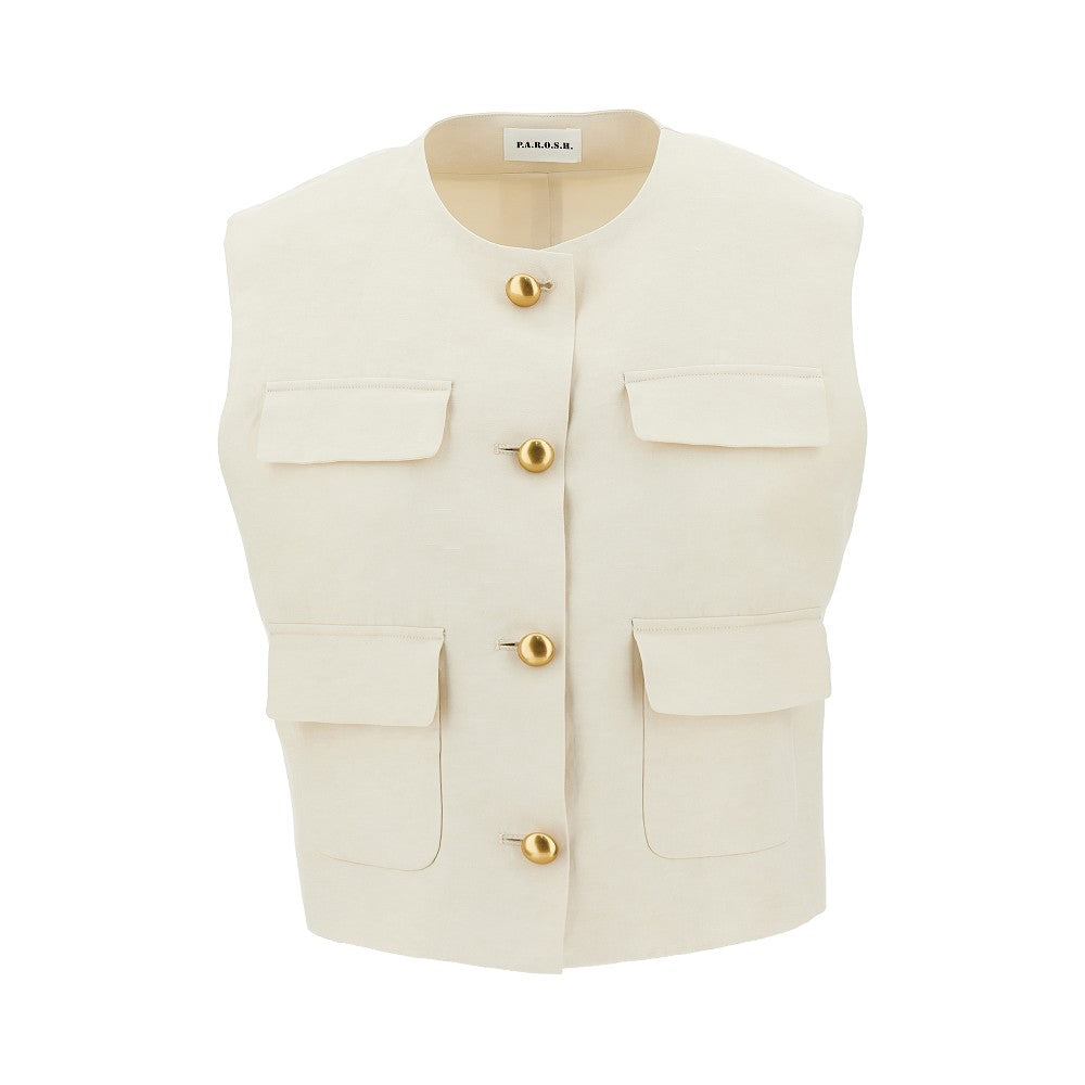 'Raisa' linen-blend vest top