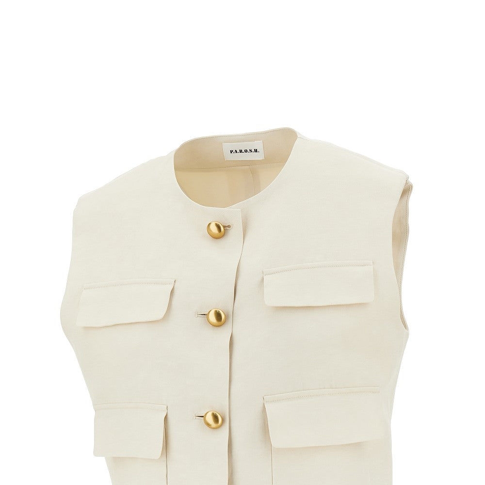 'Raisa' linen-blend vest top