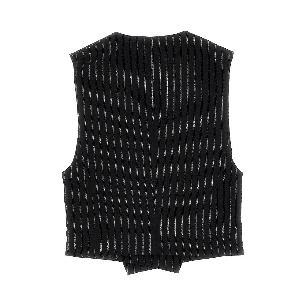 Pinstriped wool crepe vest