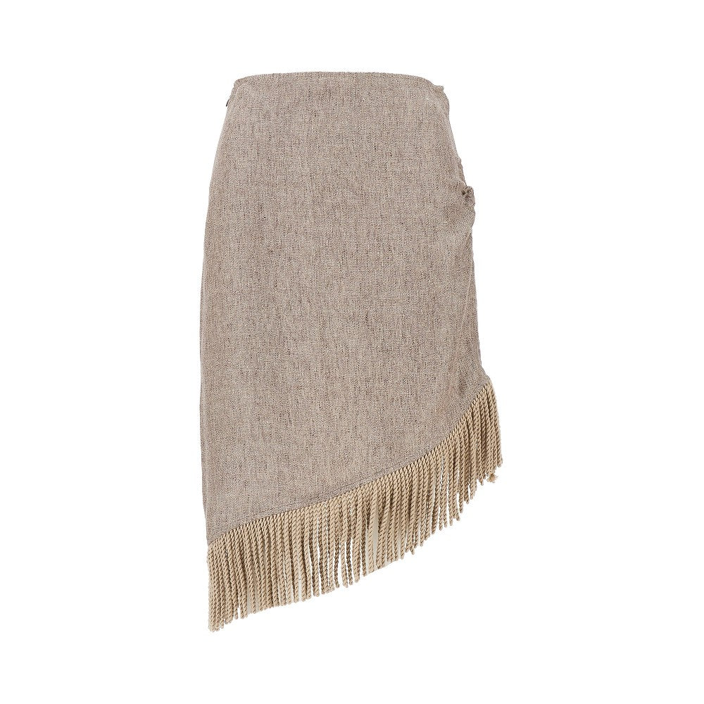 Fringed linen canvas skirt