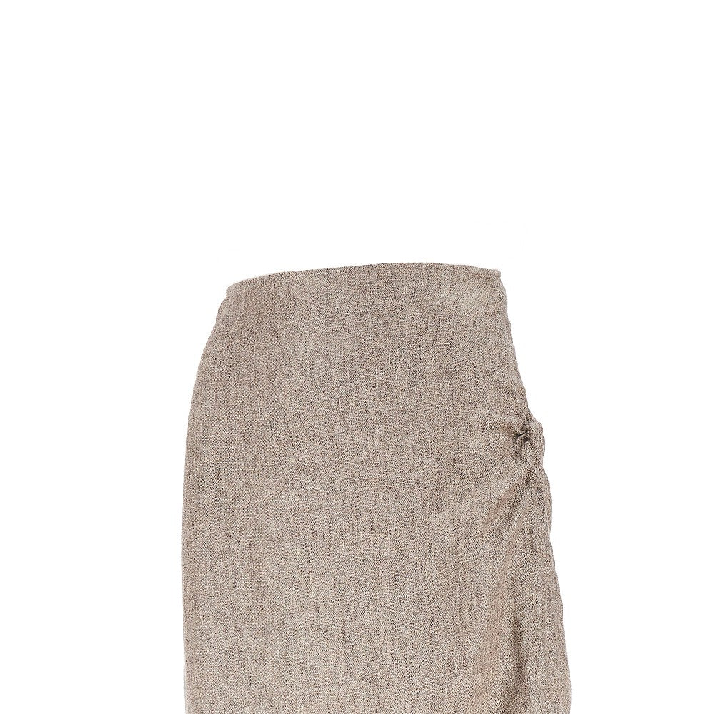 Fringed linen canvas skirt