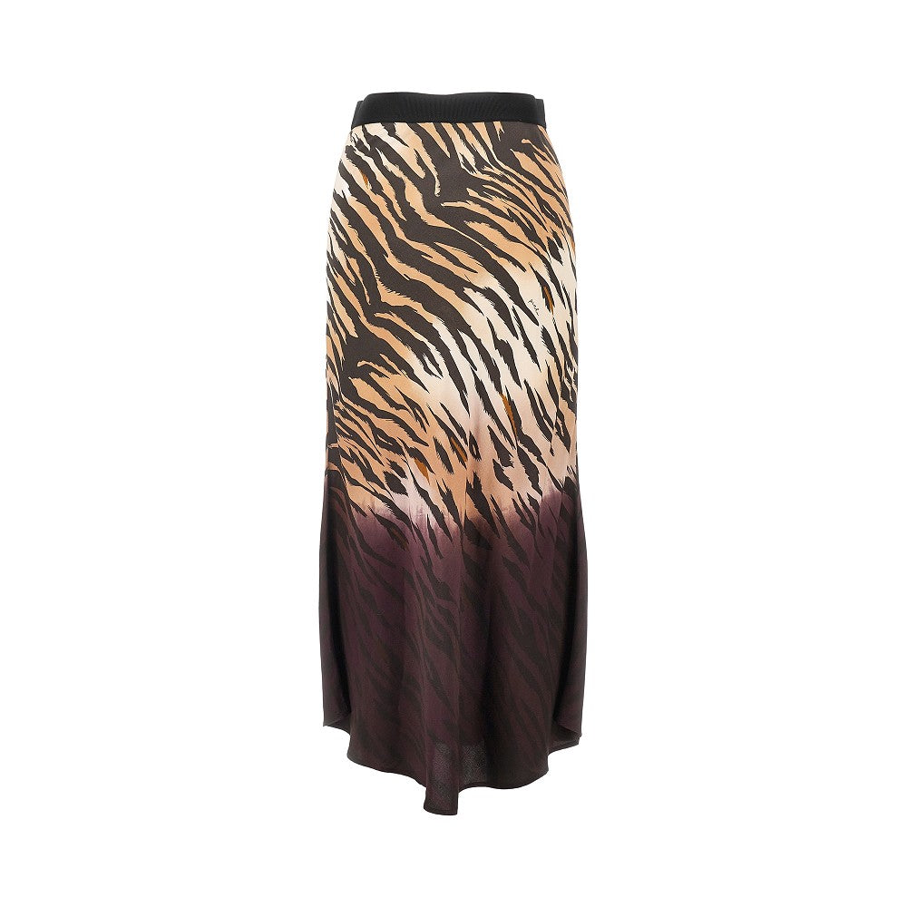 Animalier twill midi skirt