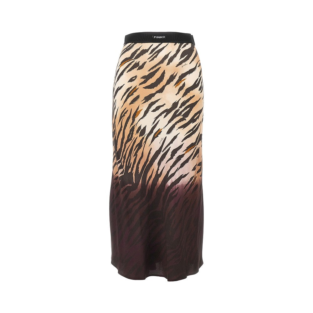 Animalier twill midi skirt