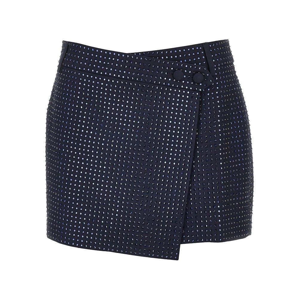 Mini gonna in gabardine con strass