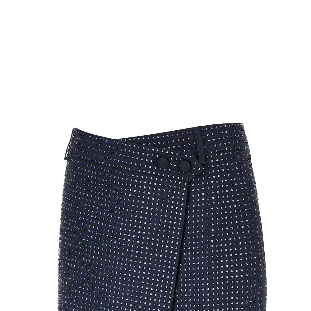 Mini gonna in gabardine con strass