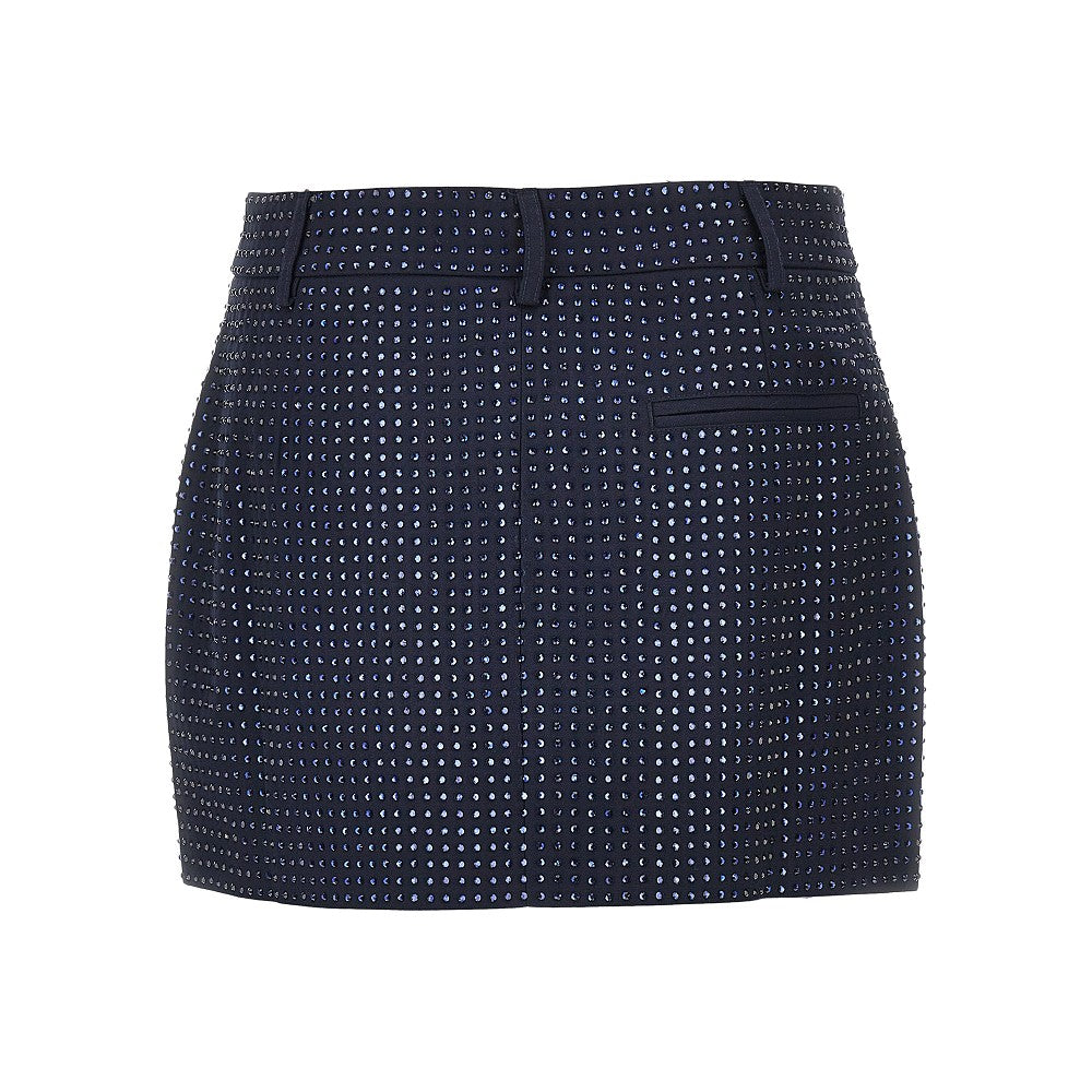 Mini gonna in gabardine con strass